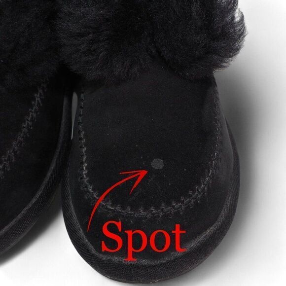 UGG Kallen Suede Moc Toe Pom Pop Suede Ankle Booties Black 1017541 Women's 7 - Picture 12 of 12